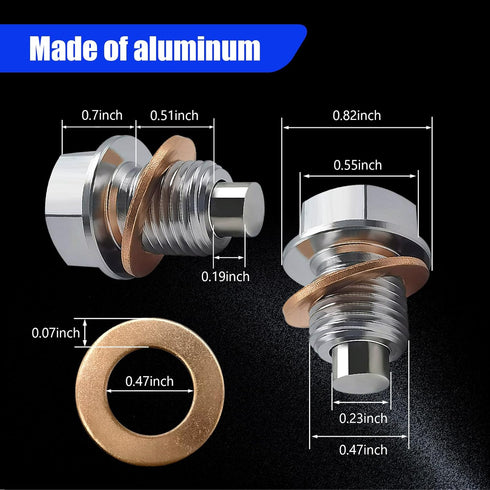 UGSHY Pack-1 M12x1.25 Aluminum Engine Oil Drain Plug with 5 PCS Gaskets, Oil Sump Heavy Duty Drain Plug, Fits for Leak-Proof Replacement of Qashqa...