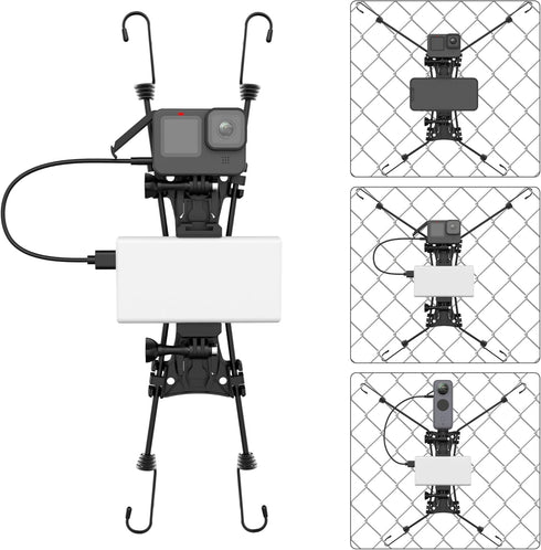 Upgraded Baseball Fence Mount with Battery Holder - Baseball Cell Phone Fence Mount for iPhone, Gopro, Mevo Start, Insta360 for Softball, Tennis, ...