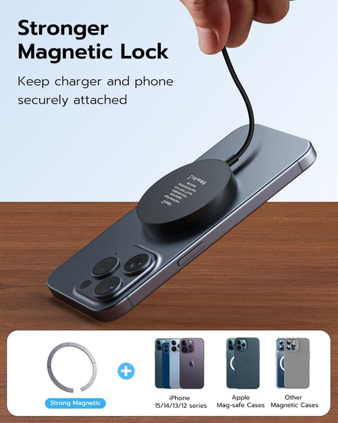 NewQ Magnetic Wireless Charging Pad, Qi2 Certified 15W Wireless Charger Mag-Safe Compatible with iPhone 15/15 Plus/15 Pro/15 Pro Max/14/13/12 Seri...