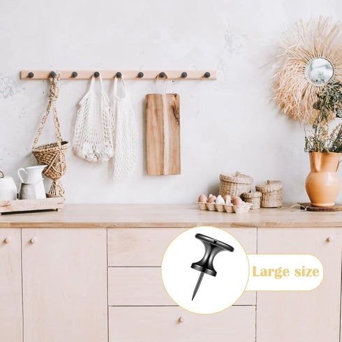 Metal Push Pins, 35 Pieces Large Double Headed Picture Hanging Nails and Black Thumb Tacks for Wall Cork Board Poster Hanging, Wall Pins Wall Tack...