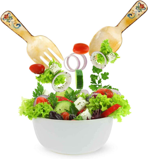 Supreme Housewares 2-Piece 10.75 Inch Melamine Salad Server Serving Utensil Set Includes Salad Spoon and Salad Fork (Tuscany)...