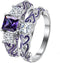 Ginger Lyne Collection Cherri Purple Princess Cut Engagement Wedding Band Bridal Set...