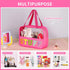 Chenille Letter Patch Clear Makeup Bag, Preppy Nylon Makeup Bag with Handle and Zipper, Waterproof Large Clear Travel Toiletry Bag Storage Bag for...