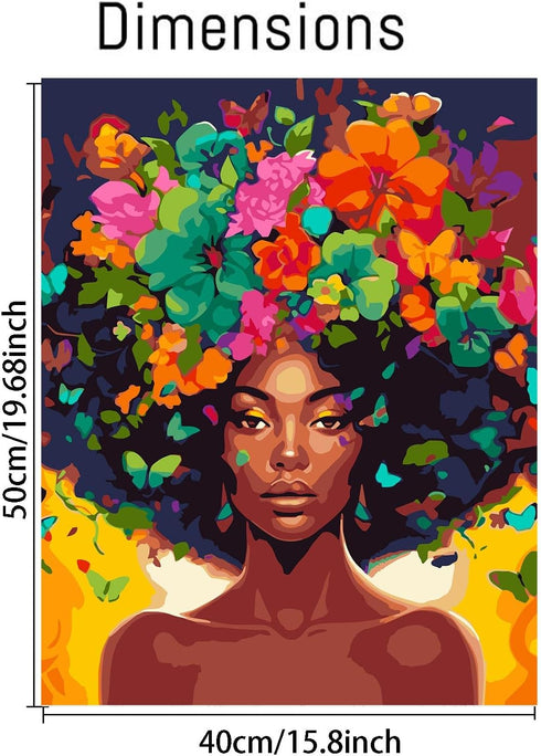 DIY African Woman Paint by Numbers for Adults Canvas, Flowers and Girl Paint by Number Kits on Canvas - Frameless Oil Painting Kits Arts and Craft...