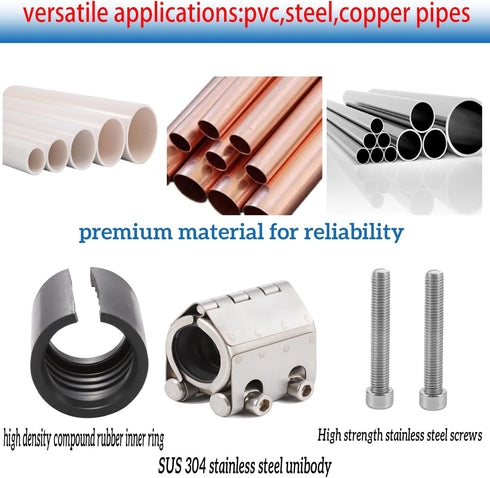 Pipe Repair Clamp for pipes OD:11/4inch or 32mm-35mm, Leak Sealer,Emergency Pipe Repair Kit for Copper Pipes Plastic Pipes Galvanized Pipes Steel ...