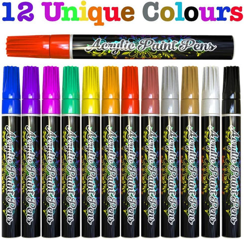 Desire Deluxe Acrylic Paint Pens for Rock Painting, Stone, Ceramic, Glass, Wood, Canvas – Set of 12 Non Toxic Water Based Markers - Great Artists ...