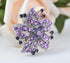 Gyn&Joy Silvery Tone Purple Violet Amethyst Colored Crystal Rhinestones Lily Floral Wedding Flower Brooch Pin...