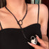 Heart O ring Slip Chain Necklace for Women Stainless Steel Cuban Chain Heart Necklace Punk Rock Collar Necklace Handmade Adjustable Lariat Y Neckl...
