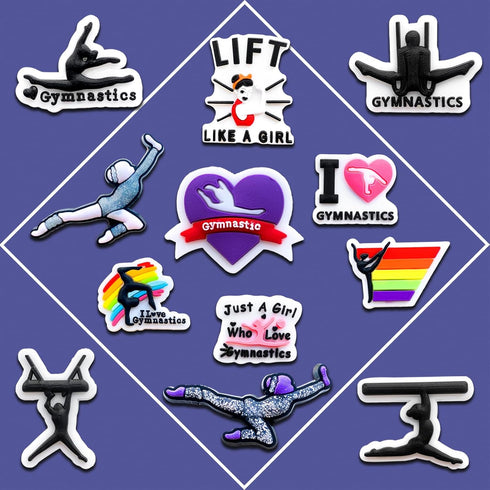 12Pcs Gymnast Shoe Charms for Clog Sandals Bracelets Decoration, Gymnastics Charms...