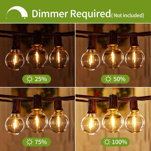 Outdoor String Lights 27FT G40 LED Globe Patio Lights with 13+1 Waterproof Edison Bulbs, Shatterproof Connectable Hanging Lights for Outside Backy...