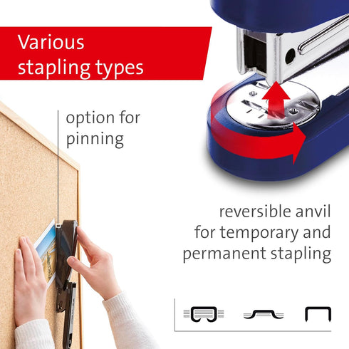 Novus B2 Compact Stapler, 25 Sheet Capacity, Precision Staple Guide, German Engineered, Staple|Pin|Tack, 10 Year Warranty, Blue (020-1260)...