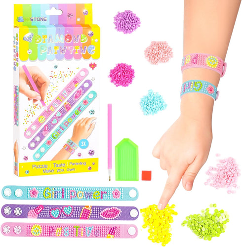 JOFONY 3 PCS Diamond Art Bracelet Kit,Diamond Painting Jewelry Art Bracelet Making Kit for Girls Kids Gem DIY EVA Bracelet Making Your Own Kit Gif...