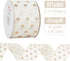 HUIHUANG Gold Polka Dot Wired Ribbon White and Gold Dot Ribbon Wired Edge Burlap Ribbon, 2.5 inch X 10 Yards Wreath Ribbon with Wire for Crafts X-...