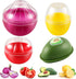 Vegetable and Fruit Storage Containers for Fridge, 4 Pcs BPA Free Reusable Food Saver - Tomato, Avocado, Onion, Lemon Keeper Holder - Refrigerator...