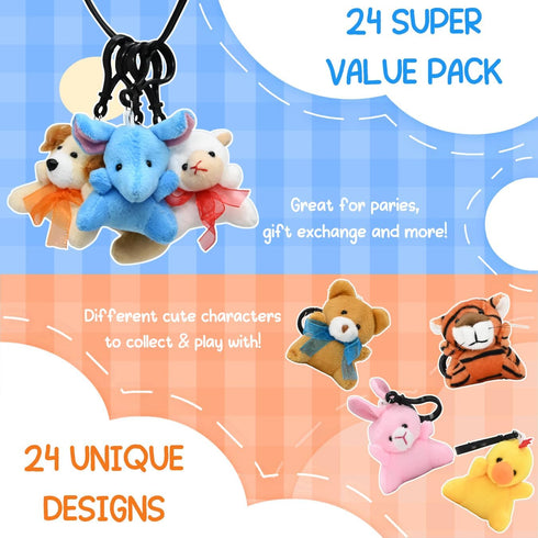 24PCS Mini Animal Plush Toys Party Favors, Small Mini Plush Stuffed Animals Toys Keychain Stuffed Animals for Kids Birthday, Valentine Exchage Gif...