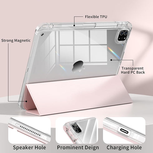 Kenke iPad Pro 11 Inch Case 4th/3rd/2nd Generation 2022/2021/2020 Support 2nd Pencil Charge Auto Wake/Sleep with Transparent Acrylic Hard PC Back ...