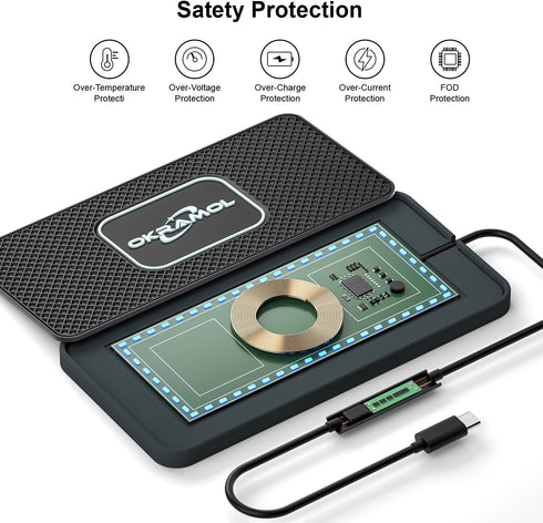 Wireless Charger for Car, Wireless Fast Charging Pad,Charging Station for Multiple Devices,Adapter for AirPods iPhone15/14/13/12 Pro/Max11 Android...