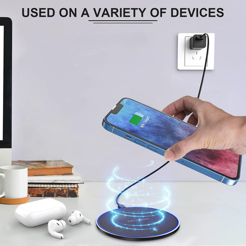 Fast Wireless Charger (Pad), 10W Max Wireless Charging Compatible with iPhone 14/14 Plus/14 Pro/14 Pro Max/13/12/SE/11/X/XR/8, AirPods/AirPods Pro...