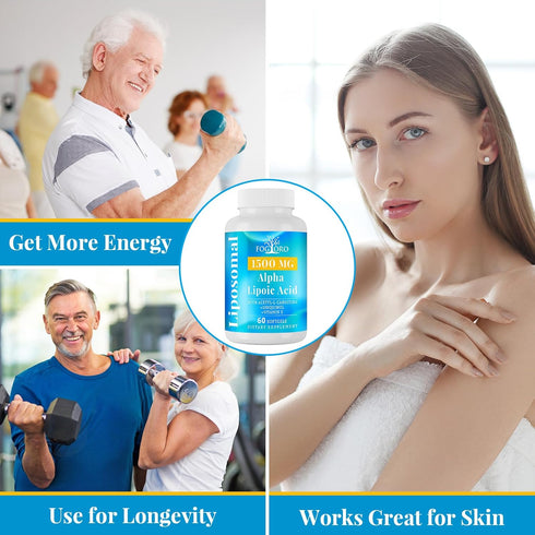 Alpha Lipoic Acid 1500 mg-Liposomal ALA Supplement for Cellular Energy Production,Lipid Metabolism,Free Radical Scavenger,60 Softgels...