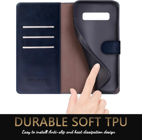 SUANPOT for Samsung Galaxy S10+ /S10 Plus 6.4 (Not Fit S10,S10e) Leather Wallet case with RFID Blocking Credit Card Holder, Flip Folio Book Cell P...