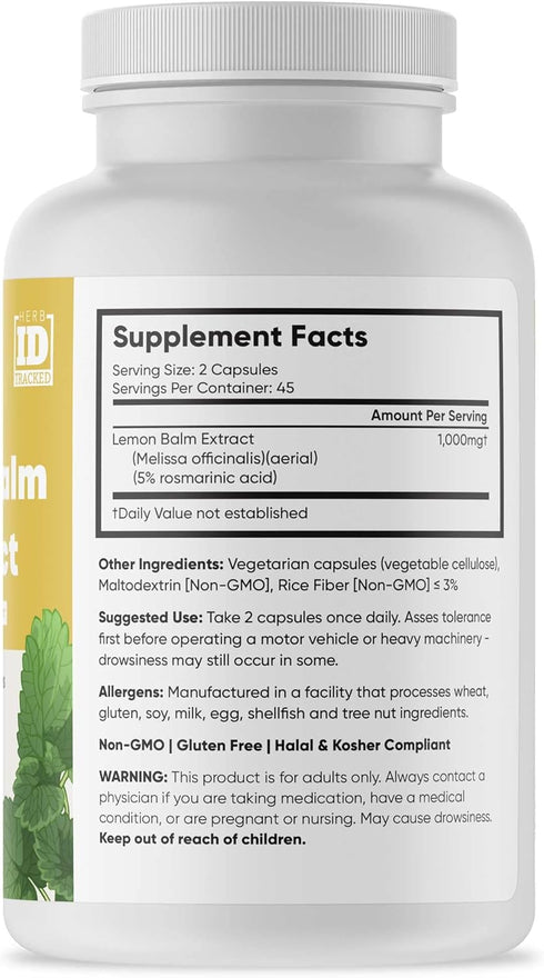 Brain Forza Lemon Balm R5 Extract Capsules - Standardized Extract 5% Rosmarinic Acid, 90 Capsules...