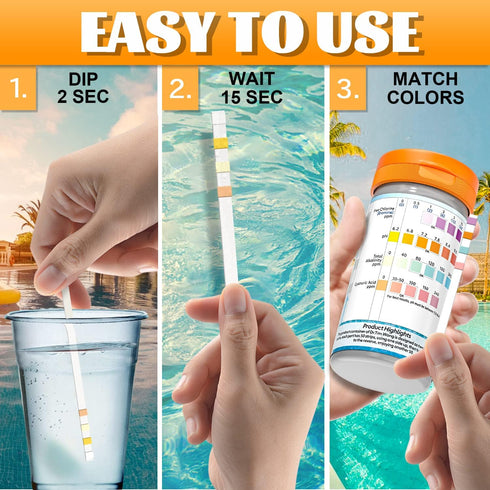 Pool and Hot Tub Test Strips - Medical-Grade Precision 3-1 4-1 7-1 Pool Test Kit - Testing pH, Free Chlorine(Bromine), Total Alkalinity & Cyanuric...