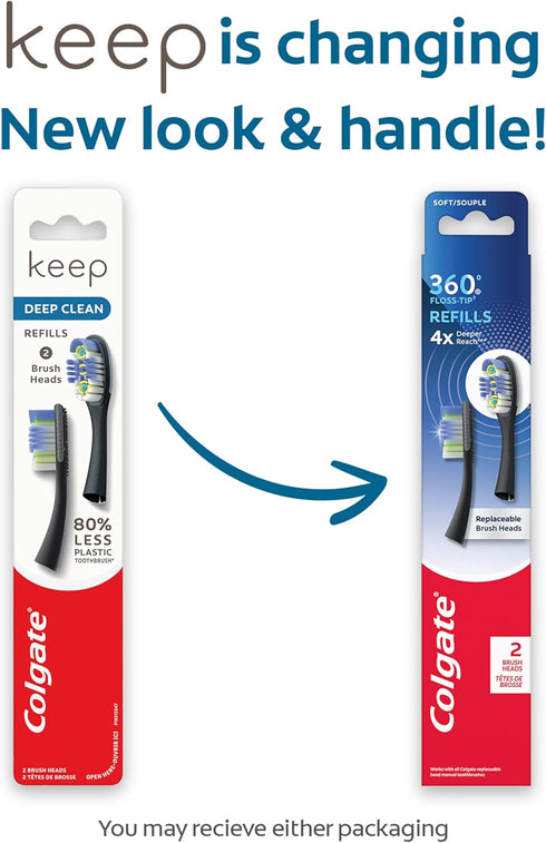 Colgate 360 Floss-Tip Replaceable Head Toothbrush Refill Heads, 2 count, 6 pack...