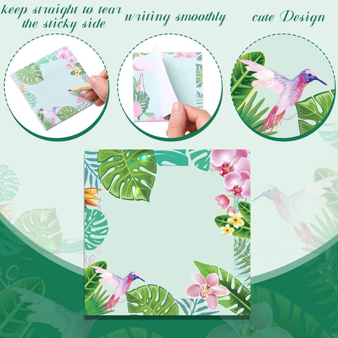 450 Sheets Tropical Palm Sticky Notes Luau Party Favor Hawaiian Fun Notepad Summer Themed Beach Memo Pad Self Adhesive 2.9" Mini Sticky Note for T...