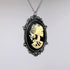 Gothic Lolita Skull Cameo in Pewter Frame Pendant Necklace...