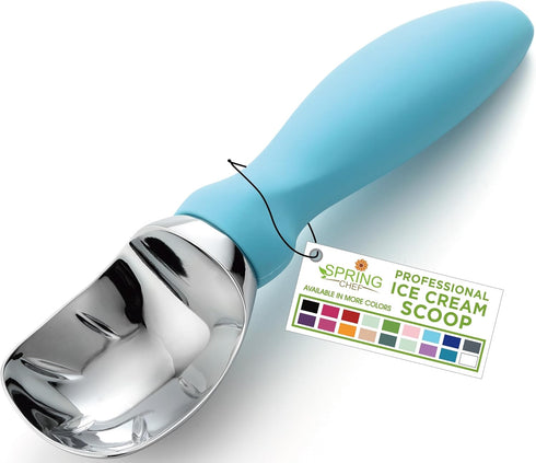 Spring Chef Ice Cream Scoop with Soft Grip Handle, Professional Heavy Duty Sturdy Scooper, Premium Kitchen Tool for Cookie Dough, Gelato, Sorbet, ...