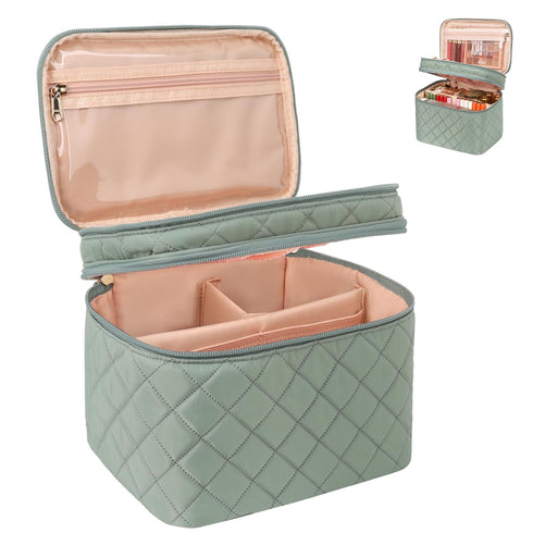 Makeup Travel Bag, Large Capacity Cosmetic Bags for Women, Makeup Brush Holder Storage Travel Case Waterproof Portable Make Up Bag with Dividers, ...