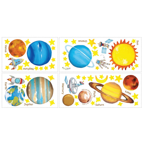 Decowall DS8-1307 Planets in The Space Kids Wall Decals Wall Stickers Peel and Stick Removable Wall Stickers for Kids Nursery Bedroom Living Room...