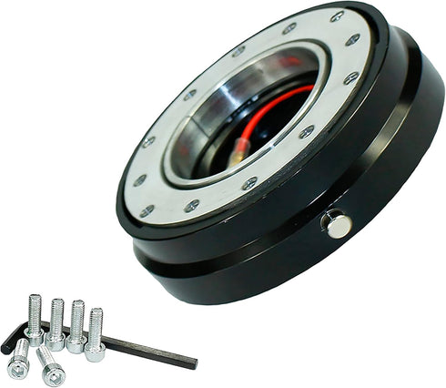 Universal 6 Hole Slim Steering Wheel Quick Release Hub Adapter Snap Off Boss kit for Race/Rally/Motorsport (Black)...