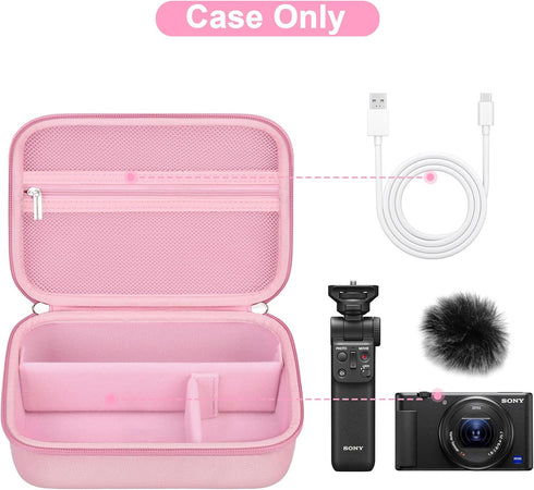 Canboc Carrying Camera Case for Sony ZV-1/ ZV-1 II/ZV-1F Vlog Digital & Vlogger Accessory Kit Tripod, Travel Storage Bag with Strap, Mesh Pocket f...