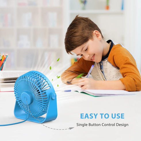FARADAY USB Desk Fans 5 Inches Portable Table Fans 360° Head Rotation Small Personal Desktop Fan for Home Office, 3 Speeds, Blue...