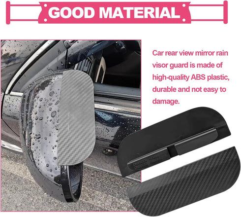 2PCS Car Rearview Mirror Rain Visor, Snap-On Side View Mirror Rain Eyebrow, Waterproof Flexible, Car Exterior Trim Accessories for Universal for C...