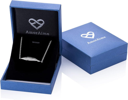 AmorAime 925 Sterling Silver Bracelet for Women Lucky Simple Feather Bracelets Love for Festival, Vacation or Holiday...