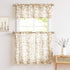 Treatmentex Leaf Tier Curtains for Kitchen 24" Short Curtains for Bathroom Window Curtains Print White and Taupe 2 Panels...