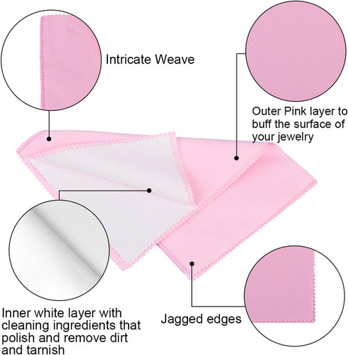 SEVENWELL 2pcs Jewelry Polishing Cleaning Cloth Large 10'' x 12'' for Sterling Silver Jewelry Gold, Diamond, Platinum, Precious Stones, Coins (Pin...