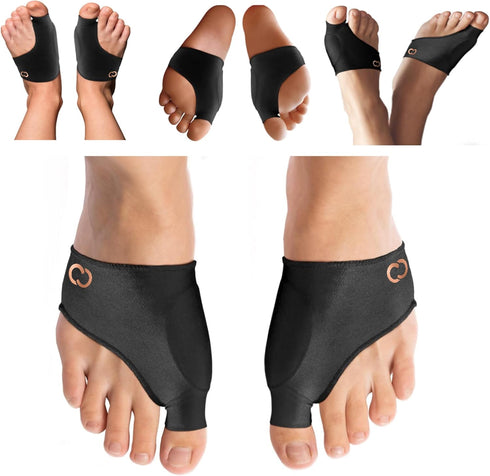 Copper Compression Bunion Relief Kit - Includes 1 Pair Each of Bunion Corrector Cushion Sleeves & Bunion Corrector Toe Splints - Pads & Straighten...