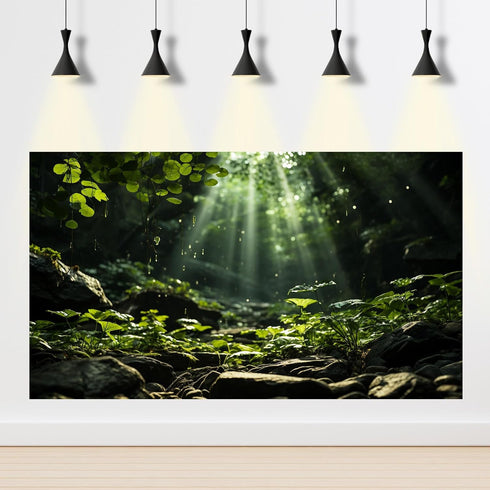 Green Forest Aquarium Background Trees Leaf Sunlight Water Mountain Terrarium Background Tranquil Scene Reptile Habitat Background Fish Tank Backg...