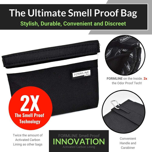 Formline Smell Proof Bag (7x6 inches) with Double the Odor Proof Technology - Scent Proof Pouch Eliminates All Scents. Perfect for Travel and Easi...