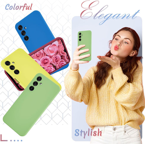 for Samsung Galaxy A15 5G Case, Silicone Phone Case with 1 Screen Protector, Soft Anti-Scratch Microfiber Lining, Full Body Shockproof Slim Cover,...