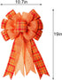 Orange Buffalo Plaid Burlap Bow for Thanksgiving, Fall, Christmas - Large Wreath, Tree Topper, Indoor/Outdoor Decoration...