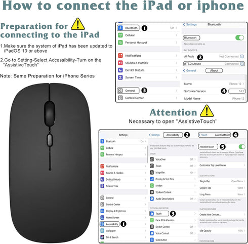 UrbanX Bluetooth Rechargeable Mouse for Surface Pro 3,4,5,6,7,8,9 and Pro X Go 1,2,3 Bluetooth and 2.4Ghz Wireless Mouse Designed for Laptop/PC/Ma...