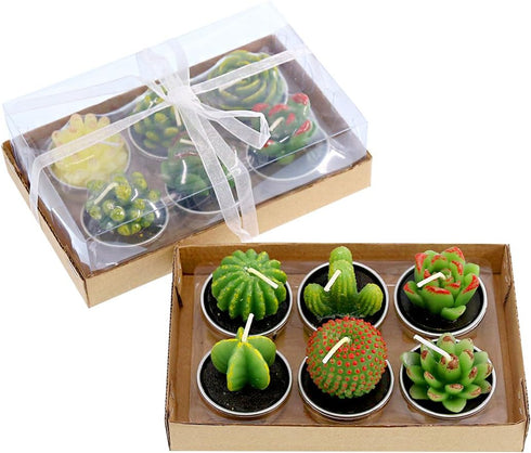 Swpeet 12Pcs Decorative Succulent Cactus Tealight Candles Kit, Cute Smokeless Succulent Plants Perfect for Candles Festival Wedding Props and Hous...