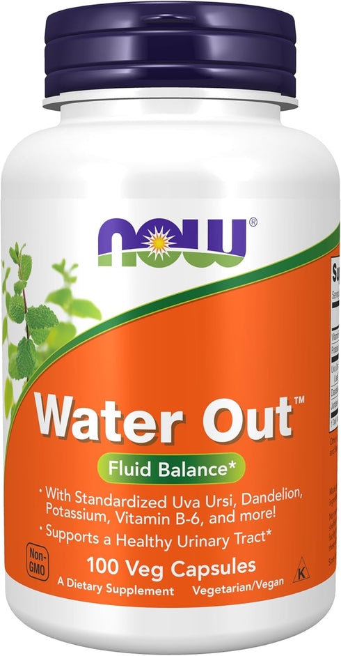 NOW Supplements, Water Out With Standardized Uva Ursi, Dandelion, Potassium and Vitamin B-6, 100 Veg Capsules...