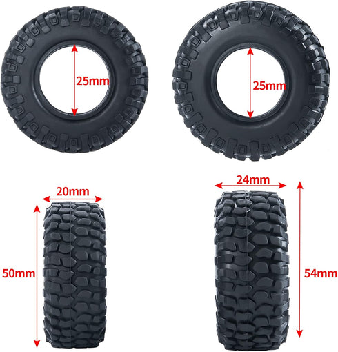 RC-Hub 4PCS 1.0" Crawler Tires Micro Rubber Tires for 1/24 Axial SCX24 90081 AXI00001 AXI00002 AXI00005 AXI00006 RC Crawler Car (50mm)...