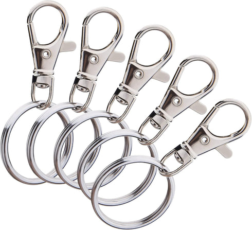 Metal Swivel Snap Hooks with Split Key Rings Keychain for Lanyards Jewelry Findings (60 Pieces)...