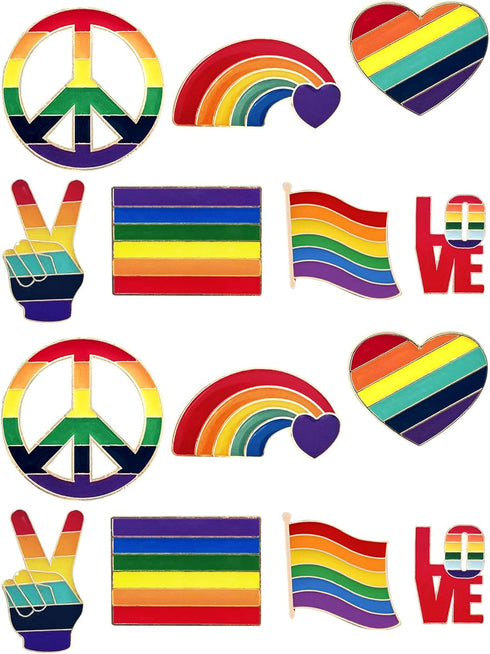 14 Pieces Gay Pride Rainbow Brooch Pins LGBT Lapel Button Pins for Clothes and Bags...